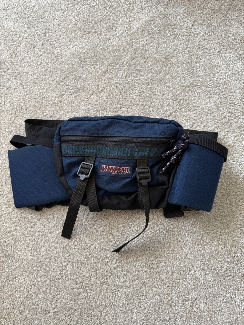 Vintage 90s JanSport Blue Fanny Pack with Dual Water Bottle Holders Made in USA